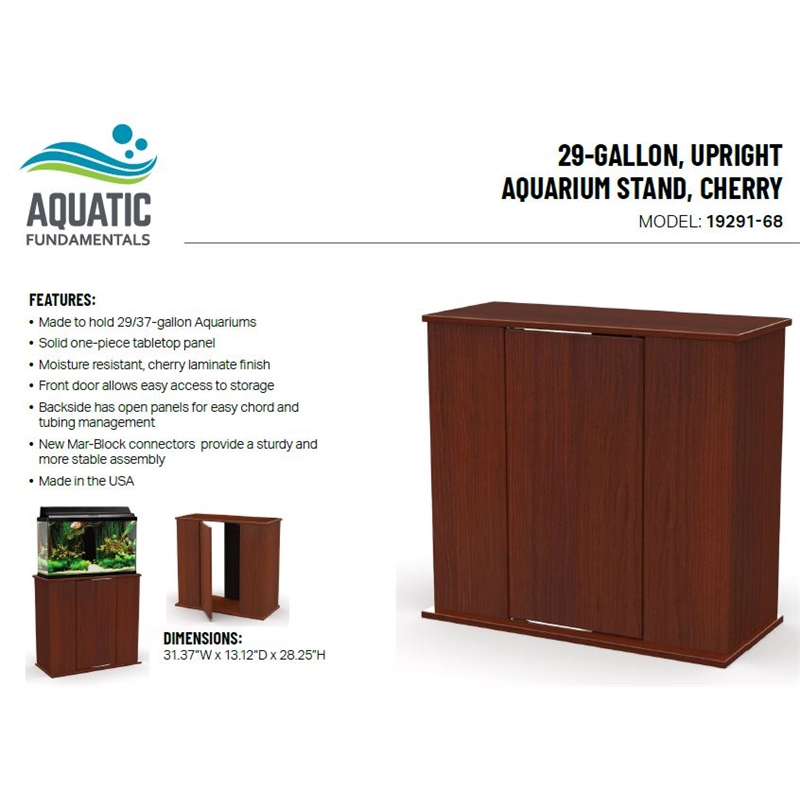 Aquatic Fundamentals 29/37 Gallon Serene Cherry Upright Aquarium Stand