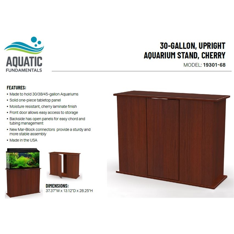 Aquatic Fundamentals 30/45 Gallon Serene Cherry Upright Aquarium Stand