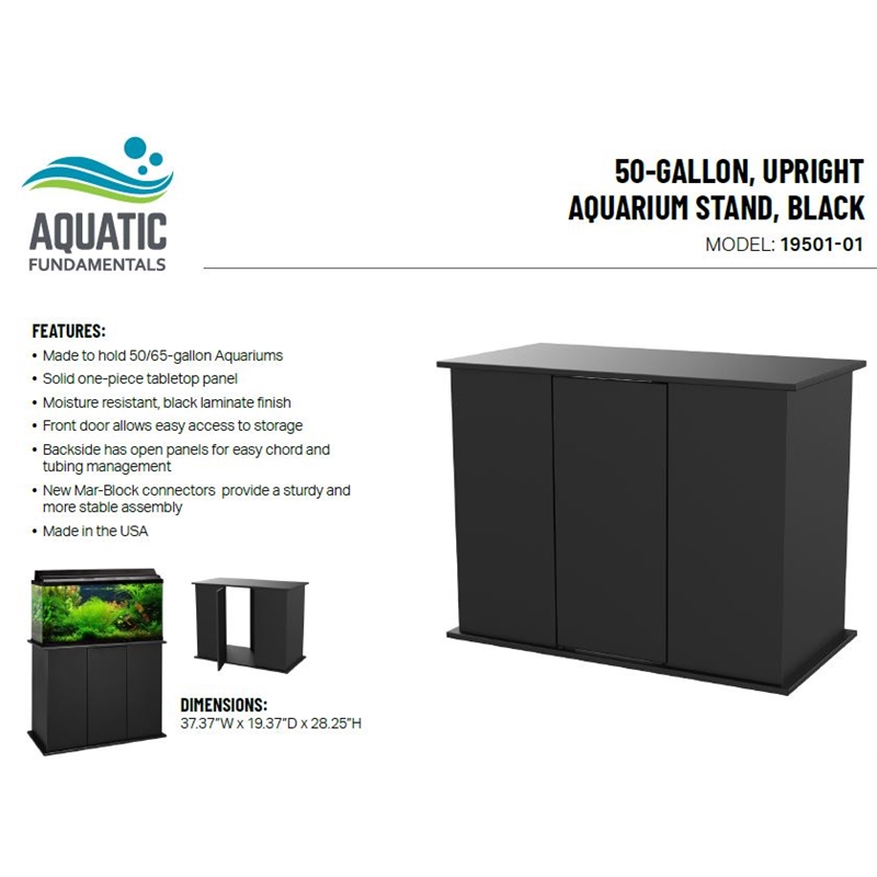 Aquatic Fundamentals 50/65 Gallon Black Upright Aquarium Stand