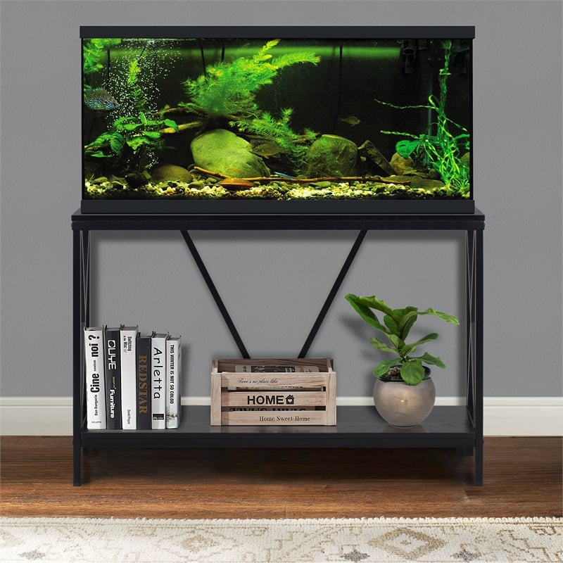 Aquatic Fundamentals 40/55 Gallon Steel X Frame Aquarium Stand with lower shelf