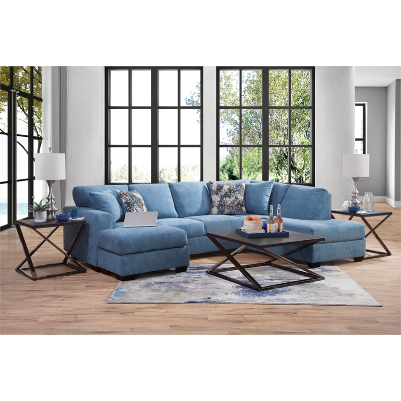 American Furniture Classics Bluebell U Shaped Sectional with 4 Throw Pillows