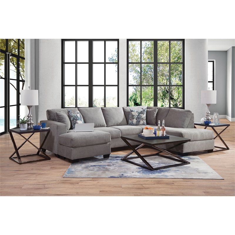 American Furniture Classics Graphite U Shaped Sectional with 4 Throw Pillows