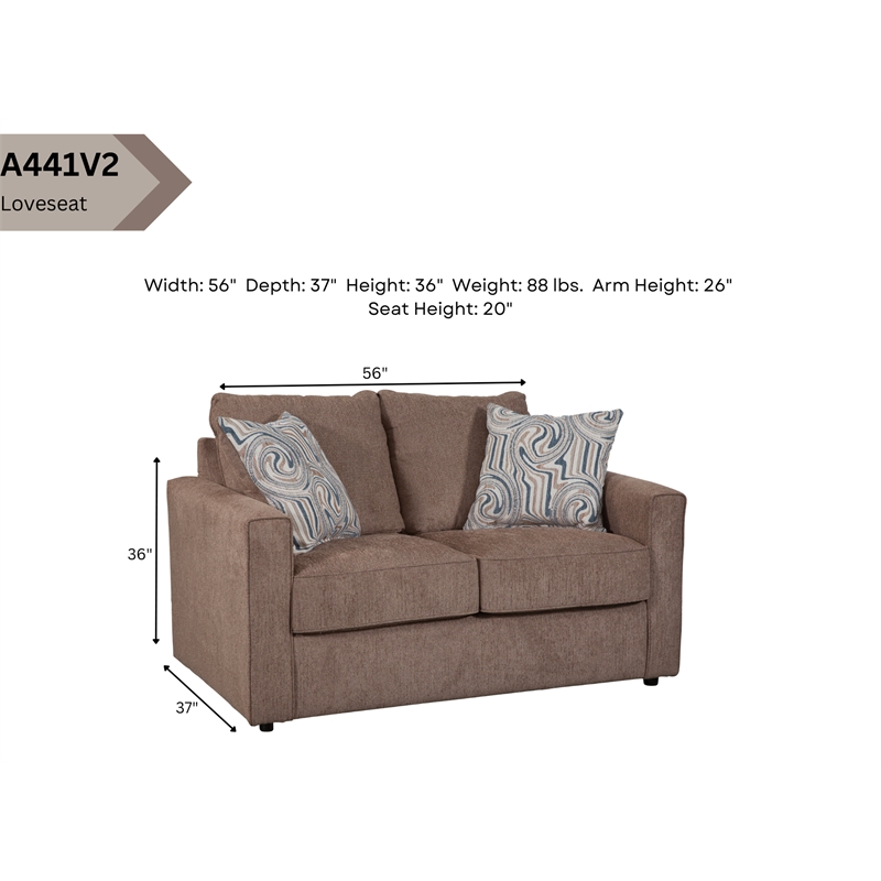 American Furniture Classics Delilah Loveseat with 2 Throw Pillows
