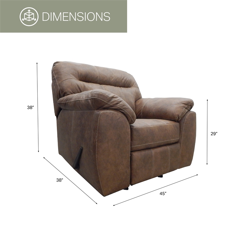 American Furniture Classics Rocker Recliner Chair in Brown Faux Leather