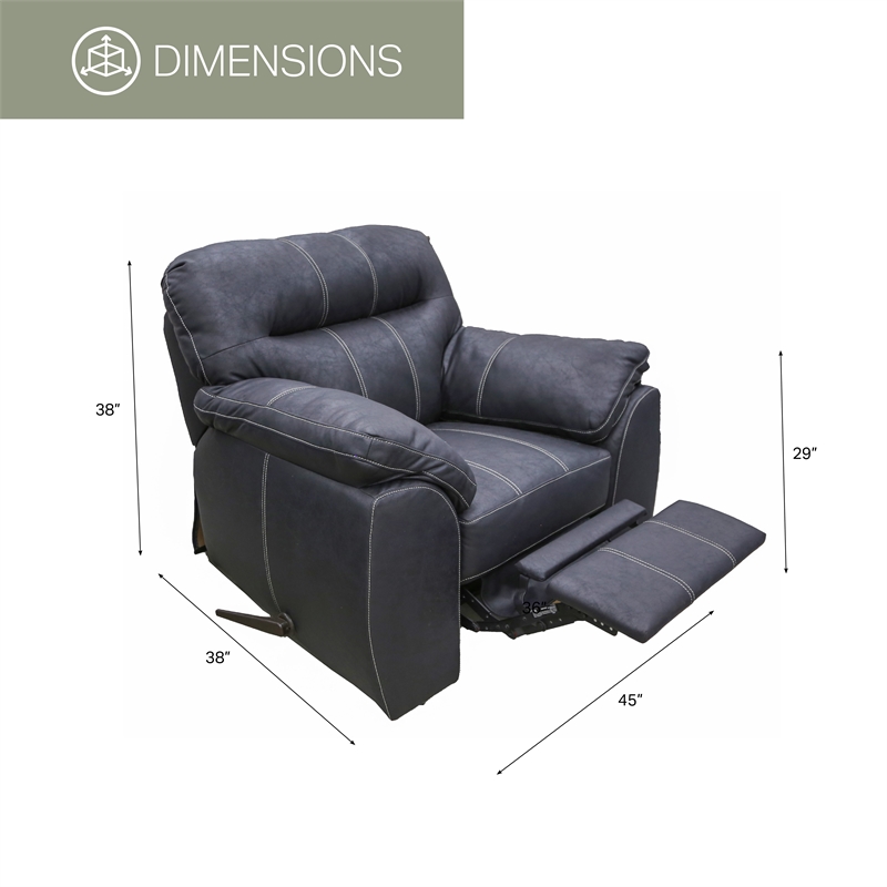 American Furniture Classics Rocker Recliner Chair in Black Faux Leather
