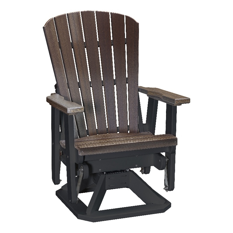 American Furniture Classics Fan Back Swivel Glider in Brazilian Walnut/Black