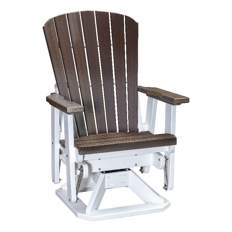 American Furniture Classics Fan Back Swivel Glider in Brazilian Walnut/White