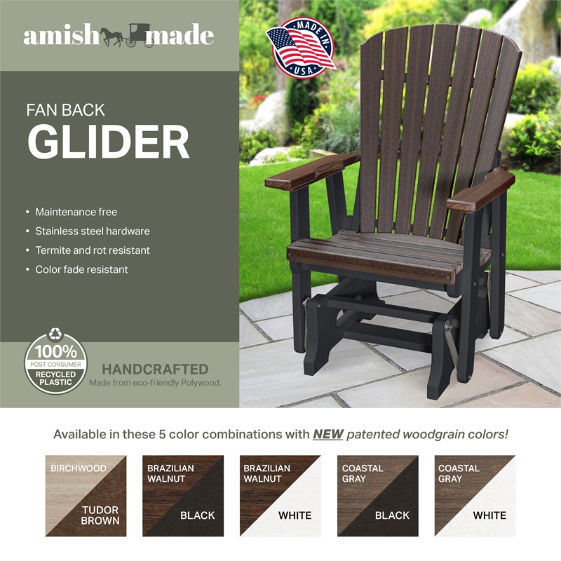 American Furniture Classics Fan Back Glider in Brazilian Walnut/Black