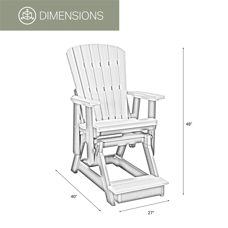 American Furniture Classics Fan Back Balcony Glider in Brazilian Walnut/White