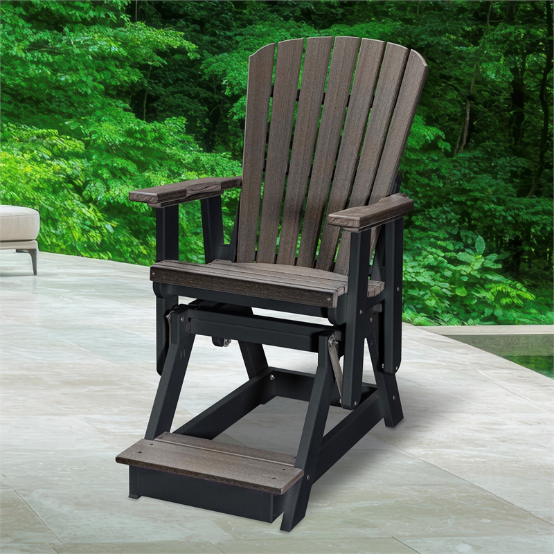 American Furniture Classics Fan Back Balcony Glider in Coastal Gray/Black