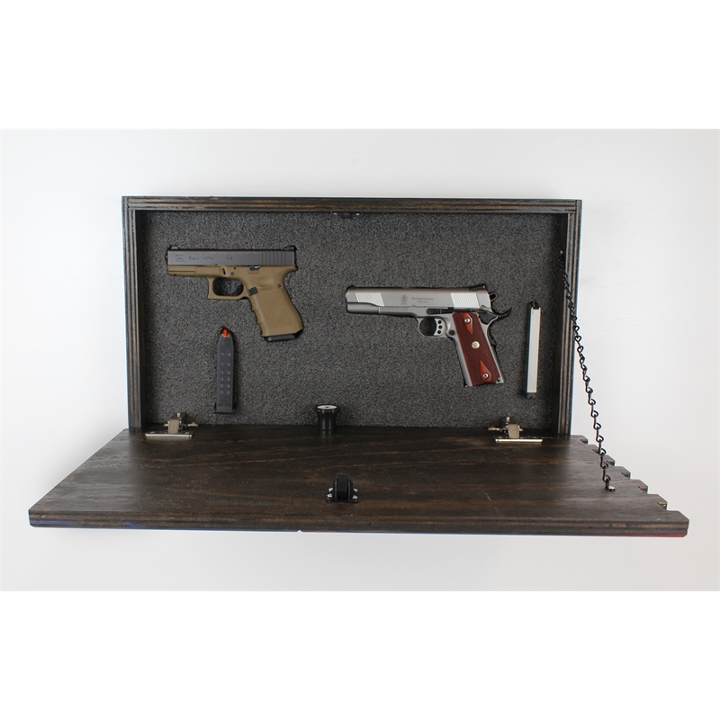 Mini American Flag Wall Display with Hidden Locking Gun Concealment