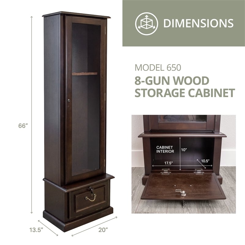 American Furniture Classics Model 650 8 Gun Cabinet with locking glass door