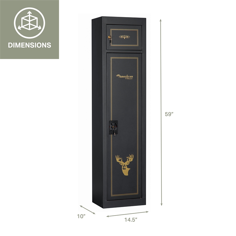 American Furniture Classics Model 906 5 Gun Metal Security Cabinet