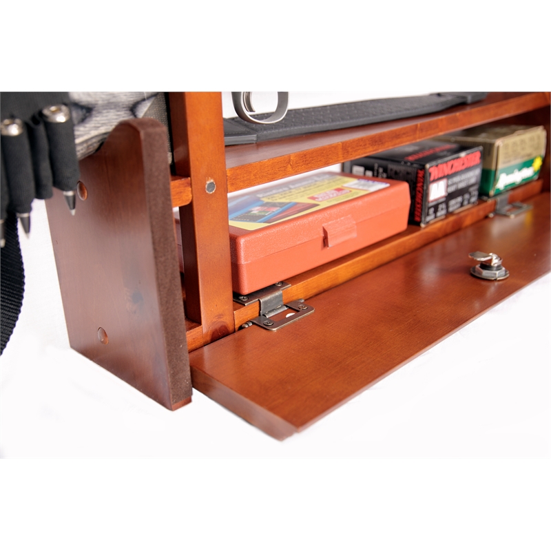 American Furniture Classics 4 Gun Wall Rack with locking storage compartment