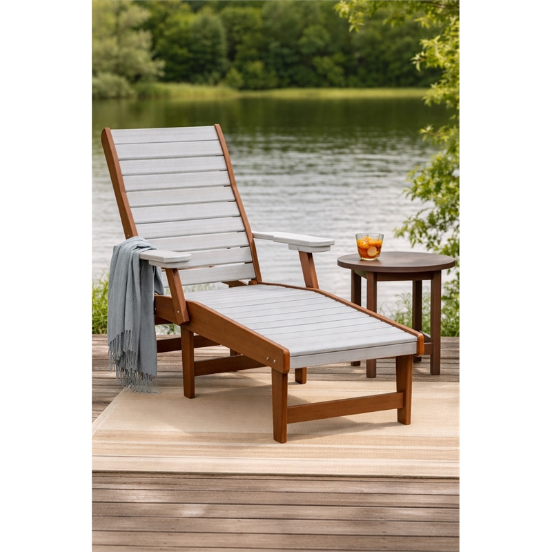 American Furniture Classics HDPE Outdoor Chaise Lounge Chair in Seashell/Mah