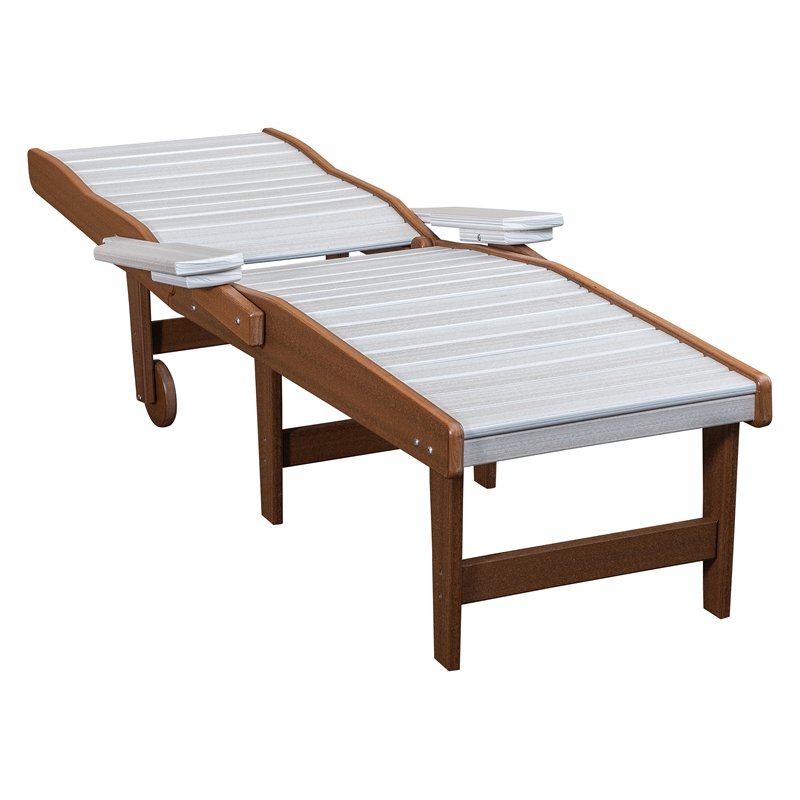 American Furniture Classics HDPE Outdoor Chaise Lounge Chair in Seashell/Mah