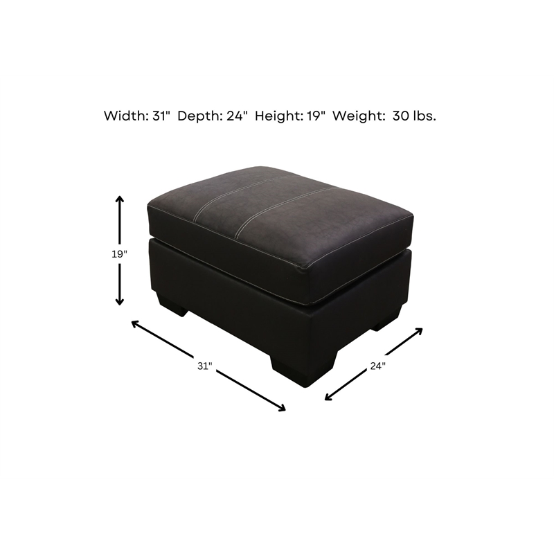 American Furniture Classics Black Vegan Leather Armchair with Matching Ottoman
