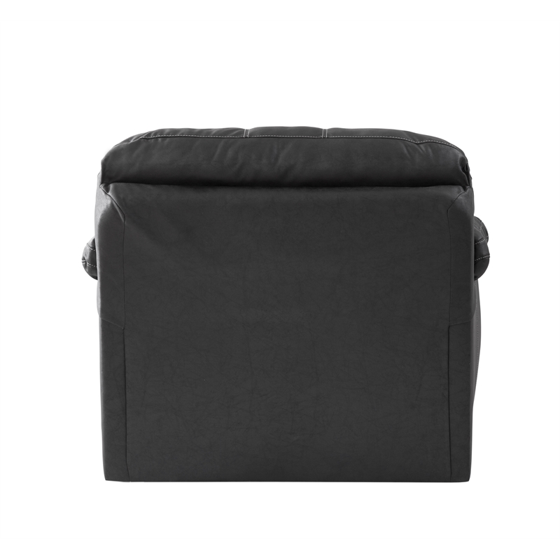 American Furniture Classics Black Vegan Leather Armchair with Matching Ottoman