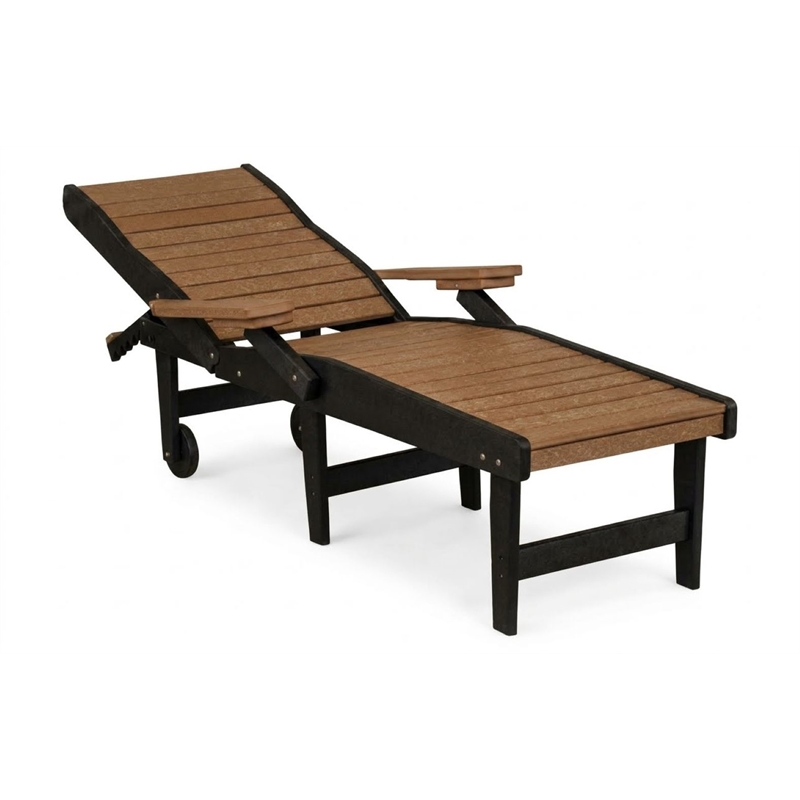 American Furniture Classics HDPE Outdoor Chaise Lounge Chair in Cedar and Black