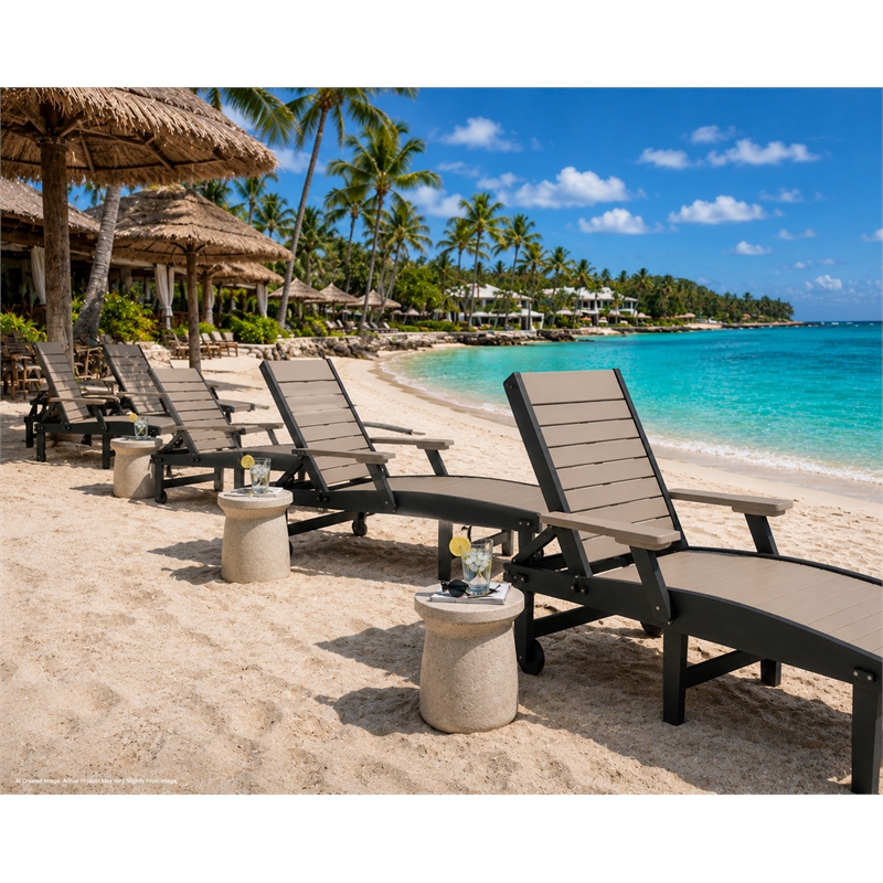American Furniture Classics HDPE Outdoor Chaise Lounge Chair in Weatherwood