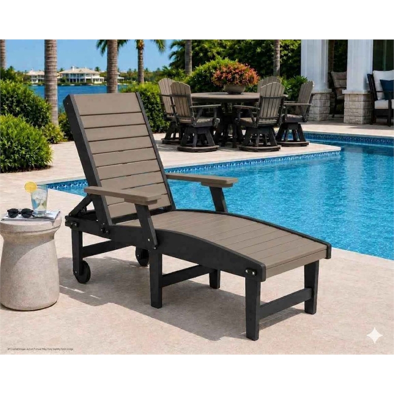 American Furniture Classics HDPE Outdoor Chaise Lounge Chair in Weatherwood