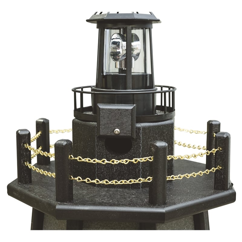 4 Ft High Density Polyethylene Outdoor Solar Lighthouse in Gray and Black