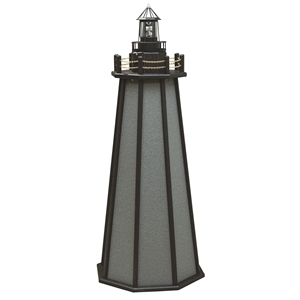 4 Ft High Density Polyethylene Outdoor Solar Lighthouse in Gray and Black