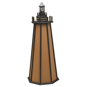 4 Ft High Density Polyethylene Outdoor Solar Lighthouse in Mahogany and Black