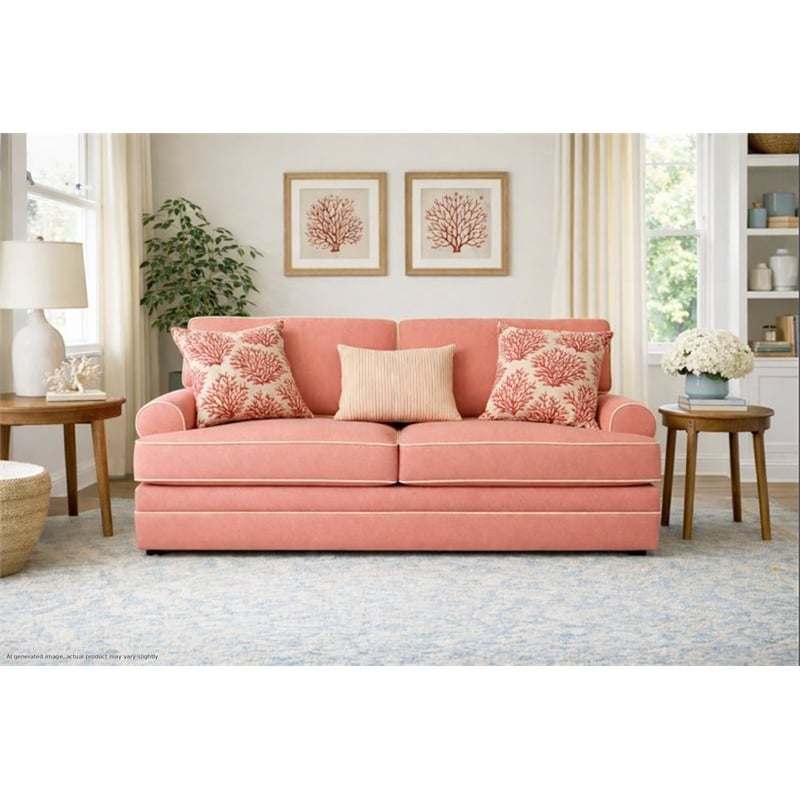 American Furniture Classics Daybreak Coral Polyester Blend Upholstered Sleeper Sofa with Reversible Cushions