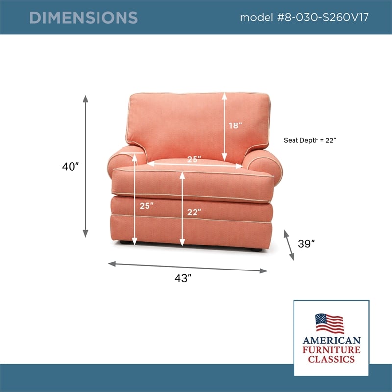 American Furniture Classics Daybreak Coral Polyester Blend Upholstered Accent Chair with Reversible Cushions