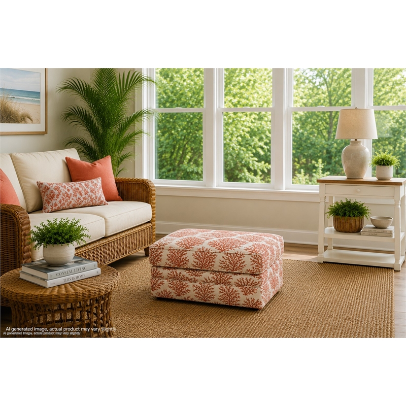 American Furniture Classics Multicolor Polyester Blend Upholstered Ottoman