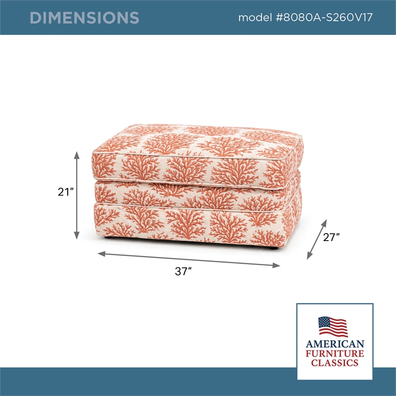 American Furniture Classics Multicolor Polyester Blend Upholstered Ottoman