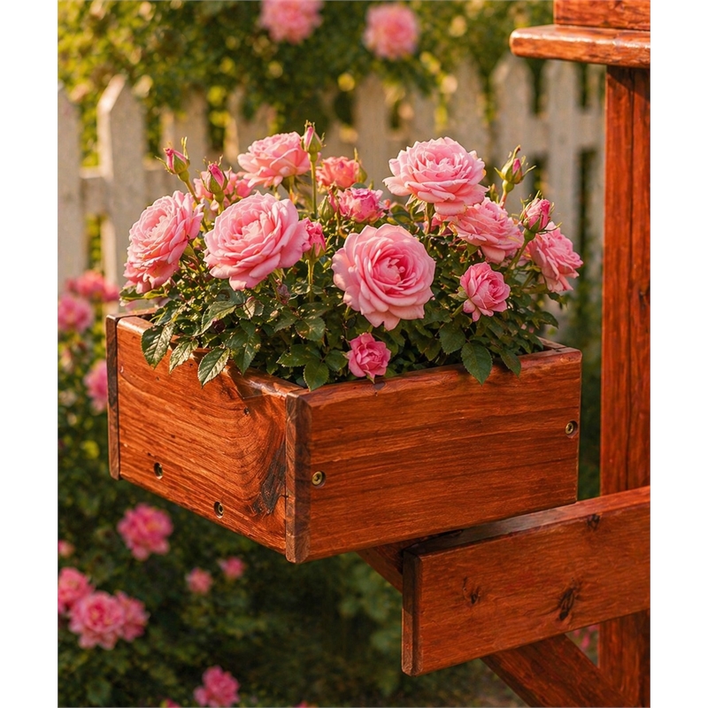 American Furniture Classics Large Solid Red Cedar Birdhouse Planter Stand for Songbirds