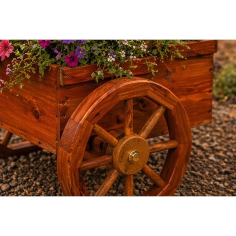 American Furniture Classics Rustic Farmhouse Solid Red Cedar Peddlers Cart for Flowers