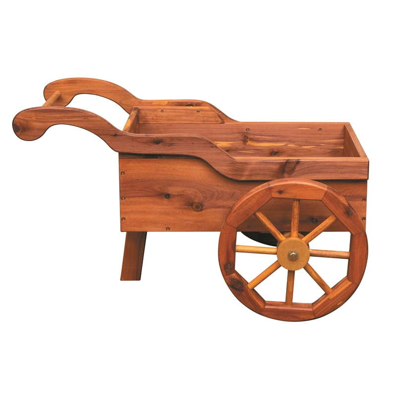 American Furniture Classics Rustic Farmhouse Solid Red Cedar Peddlers Cart for Flowers