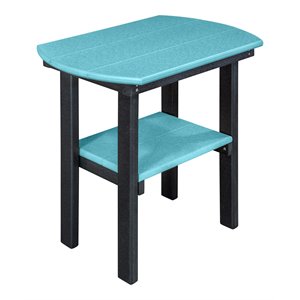 OS Home and Office Furniture 16&quot Oval Resin End Table in Aruba Blue and Black
