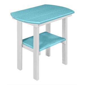 OS Home and Office Furniture 16&quot Oval Resin End Table in Aruba Blue and White