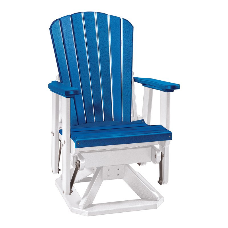 OS Home and Office Furniture Resin Fan Back Swivel Glider in Blue/White