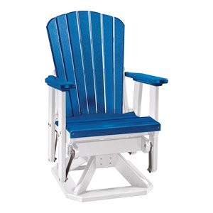 OS Home and Office Furniture Resin Fan Back Swivel Glider in Blue/White