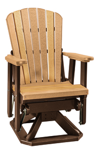 OS Home and Office Furniture Resin Fan Back Swivel Glider in Cedar/Tudor Brown