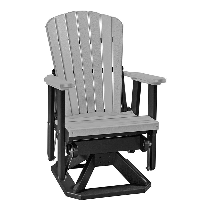 OS Home and Office Furniture Resin Fan Back Swivel Glider in Light Gray/Black