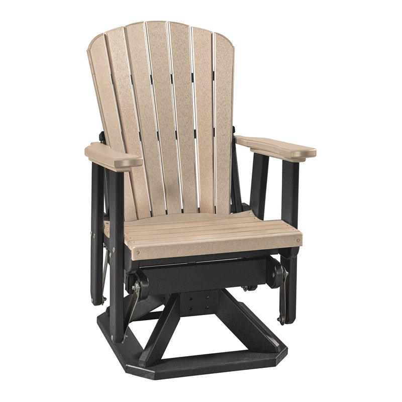 OS Home and Office Furniture Resin Fan Back Swivel Glider in Weatherwood/Black