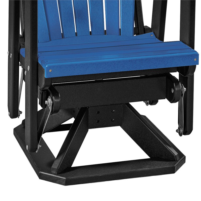 OS Home and Office Furniture Resin Fan Back Swivel Glider in Blue/Black