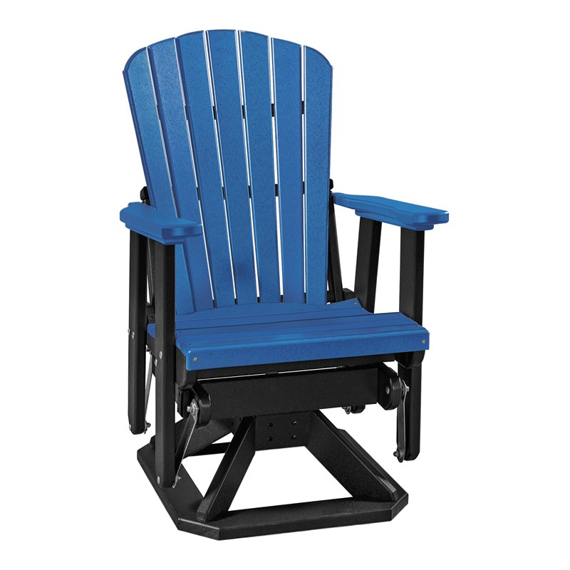 OS Home and Office Furniture Resin Fan Back Swivel Glider in Blue/Black