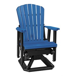 OS Home and Office Furniture Resin Fan Back Swivel Glider in Blue/Black