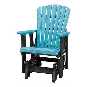 OS Home and Office Furniture 27&quot Resin Fan Back Glider in Aruba Blue/Black