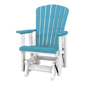 OS Home and Office Furniture 27&quot Resin Fan Back Glider in Aruba Blue/White