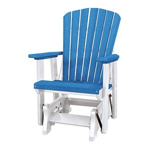 OS Home and Office Furniture 27&quot Resin Fan Back Glider in Blue/White