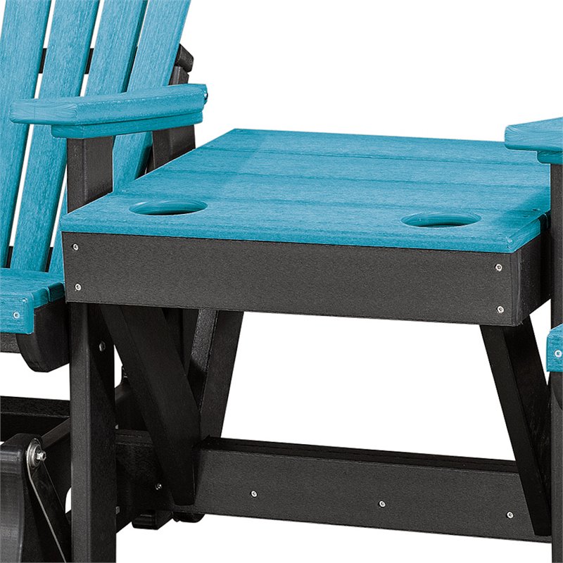 OS Home and Office Furniture Resin Double Glider w/Center Table in Black/Blue