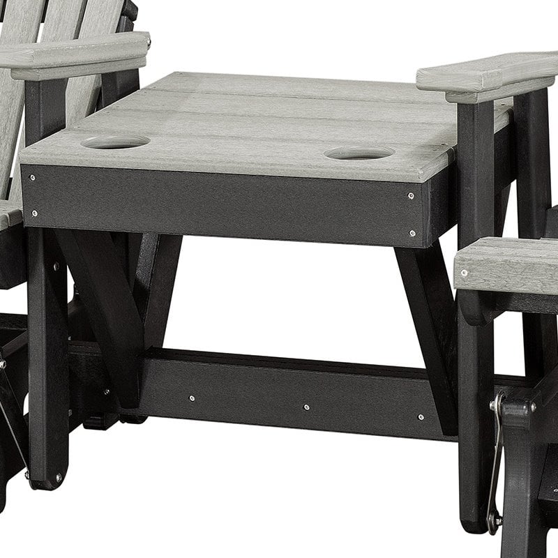 OS Home and Office Furniture Resin Double Glider w/Center Table in Gray/Black